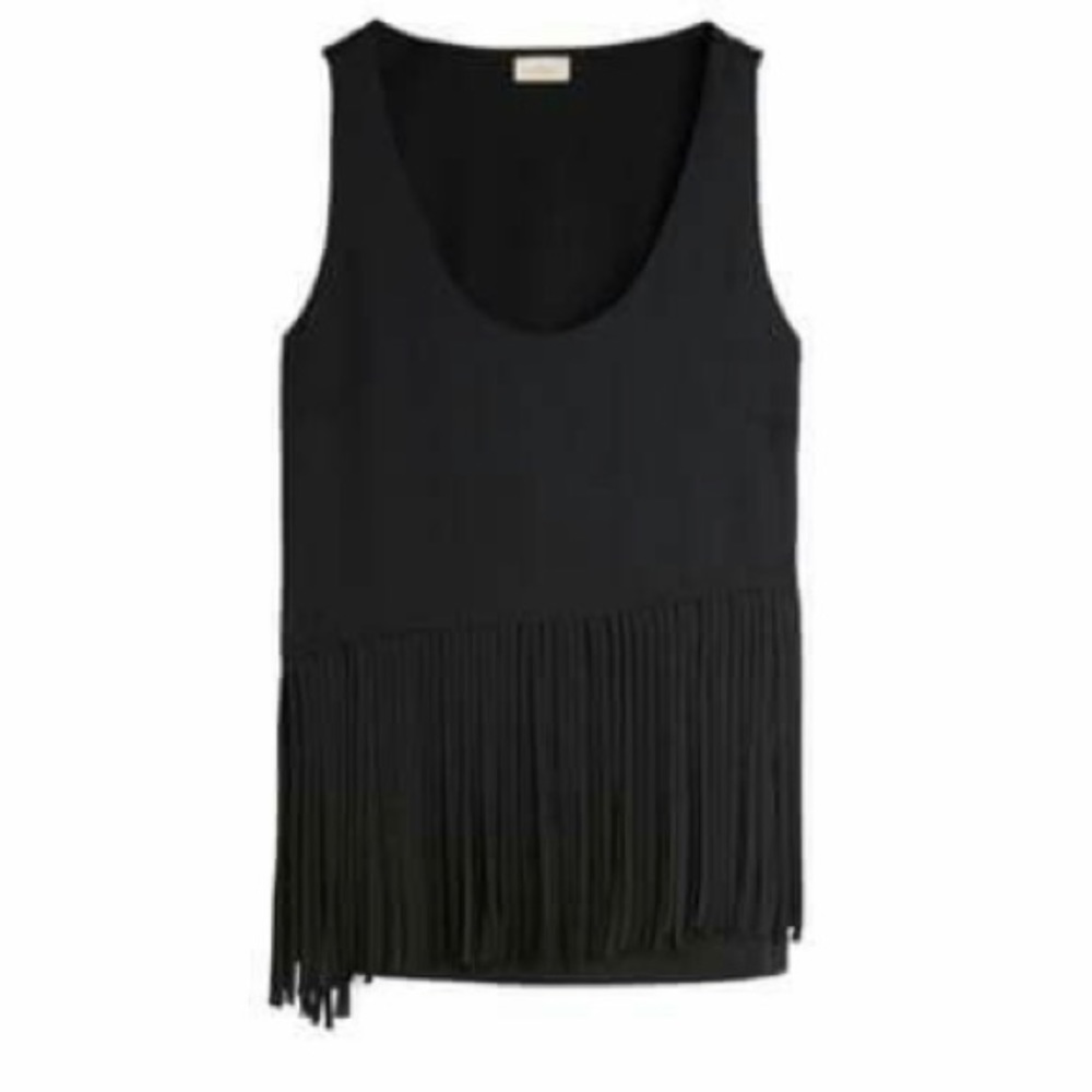 Pixley Stitch Fox fringe black top